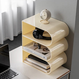 Arch Magazine Rack Storage Side Table Cream