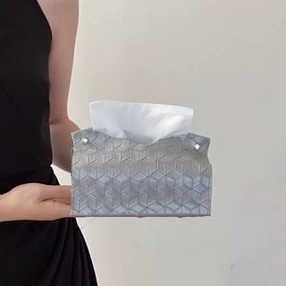 Geometric Pattern Embossed Faux Leather Tissue Case