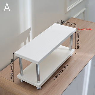 Silver Frame Monotone Two-Tier Display Rack  Storage