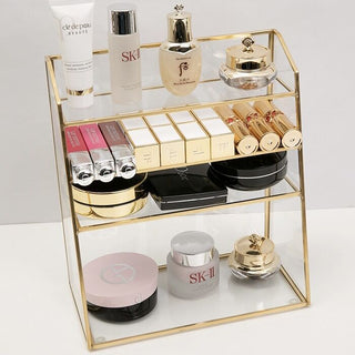Gold Frame Clear Vertical Cosmetic Storage Rack