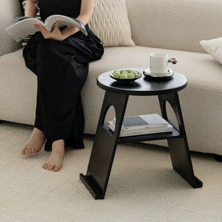 Round Open Storage Iron Side Table  Magazine Rack