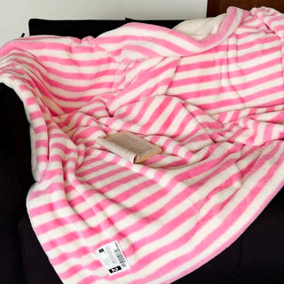 Wide Stripe Pattern Fluffy Soft Blanket  150 x 200 cm Blanket Throw