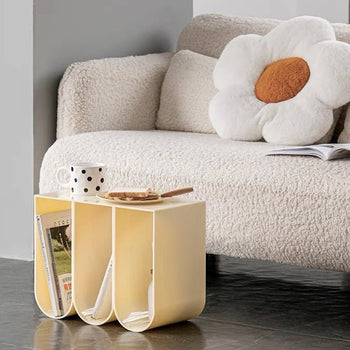 Arch Magazine Rack Storage Side Table Cream