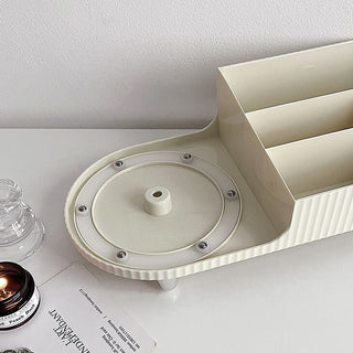 360 Degree Rotating Brush Stand with Cosmetic Storage Tray