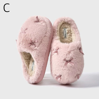 Ribbon Volume Fur Room Shoes  Indoor Slippers