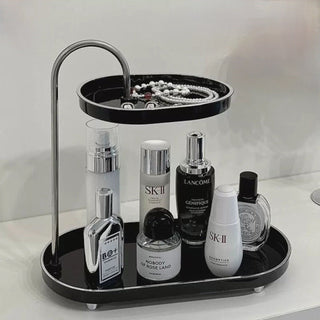 Top Slide Oval Two-Tier Tray   Cosmetics Storage Perfume Storage Tray