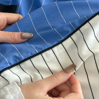 Blue Double-Sided Stripe Cotton Duvet Cover Set   Bed Cover  All Seasons
