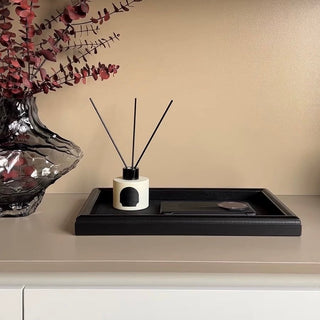 Intrecciato Rectangular Wood Frame Leather Tray