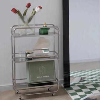 19cm wide Stainless steel slim storage rack wagon with casters