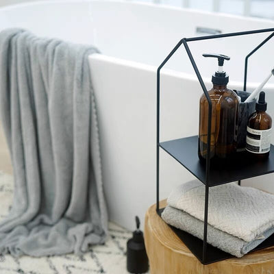 House-shaped iron two-tier display rackin  storage