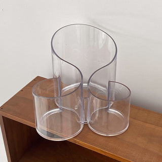 Clear Color Triple Wave Brush Stand Pen Holder
