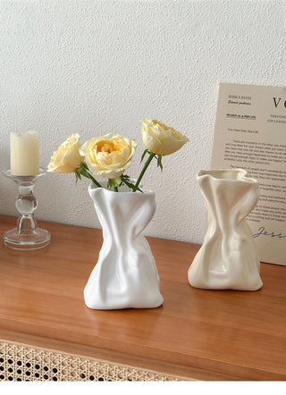 Pleated Ceramic Flower Vase