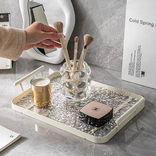 Wavy pattern Clear tray with handle for storage