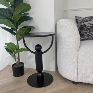 Modern Black Iron Round Compact Side Table