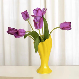 Yellow Trumpet-shaped Ceramic Flower Vase
