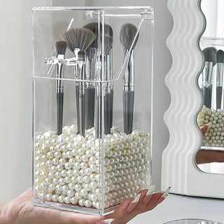 Clear Color Pearl Brush Stand  Storage Box