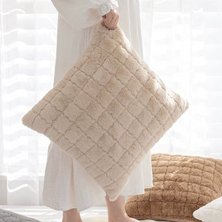 Faux Fur Grid Cushion Cover  45 x 45 cm