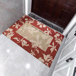 Red Leaf Pattern Entrance Mat 50x80 Mud Removal Mat