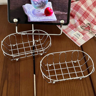 Silver wire oval basket storage basket for small items