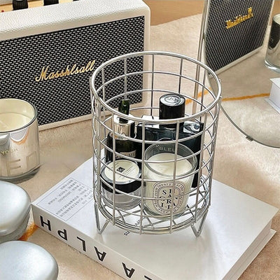 Wire storage basket with legs silver basket small item holder