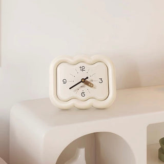 Cream Color Chubby Horizontal Wave Clock Table Clock