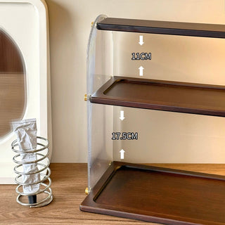 Bamboo Clear Two-Tier Storage Display Rack Cosmetic Storage Perfume Storage