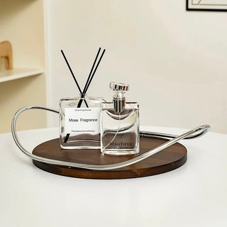 Stainless steel handle wood round display tray storage
