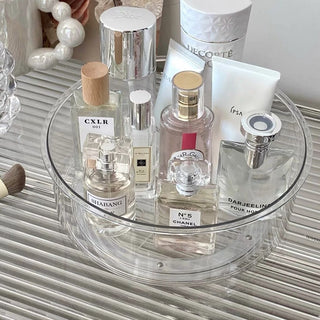 Clear Deep Round 360 Degree Rotating Cosmetic Storage Tray