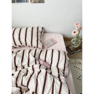 Pink Wide Stripe Duvet Cover Set