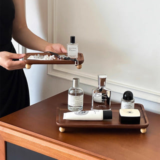 Legged Acacia Wood Rectangular Tray 2 Sizes  Accessory Tray