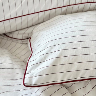 Red Piping Stripe Duvet Cover Set Bed Cover