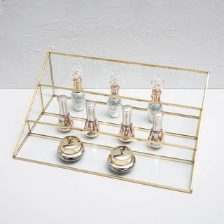 Gold Frame Clear Three-Tier Cosmetic Storage Rack