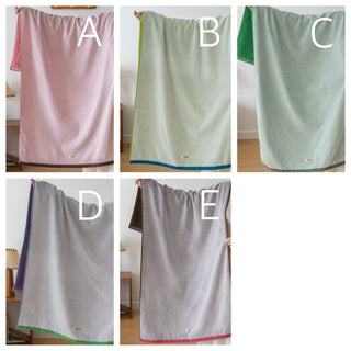 Two-tone solid color bath towel 100% combed cotton absorbent large size towel blanket