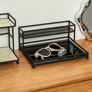 Black Iron Frame Acrylic Two-Tier Storage Rack   in  and 2 Sizes