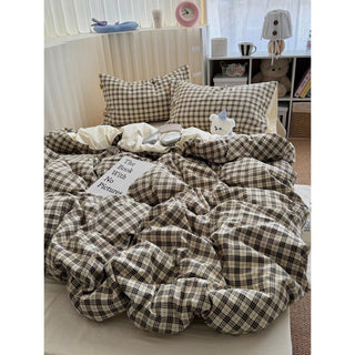 Black and Ivory Check Pattern Duvet Cover Set 2 Sizes  All Seasons