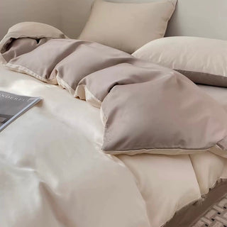 Two-tone satin plain duvet cover set bed cover