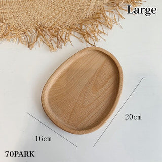 Oval-shaped wooden tray set of 2 bean plate