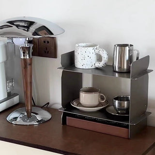 Stainless steel wood drawer storage display rack
