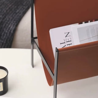 PU Leather Black Frame Magazine Rack  Storage