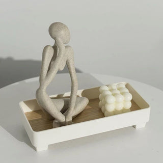 Wood grain print narrow accessory trayin  small item holder.