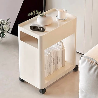 Caster-equipped 30cm wide iron storage wagonin  side table