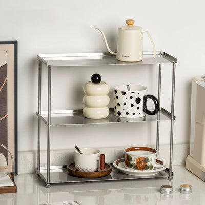 Stainless steel silver cup storage rack two-tiered or three-tiered 2 types