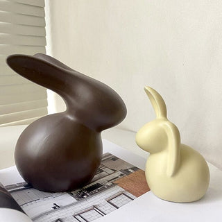 Set of 2  Rabbit Motif Ceramic Object Figurine
