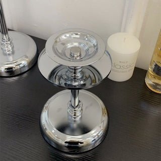 Metallic Silver Candle Holder   in 3 Sizes