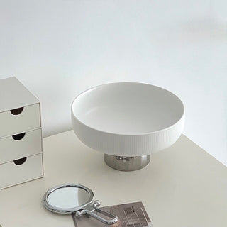 Ceramic Silver Tray with Legs 2 Sizes  Small Item Storage