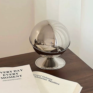 Stainless steel spherical tabletop bin with lid small item container dustbin trash can