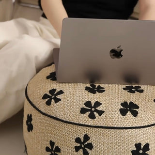 Straw material Flower Bead Cushion Pouf  Chair