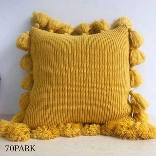 Tassel Pom-Pom Knit Cushion Cover