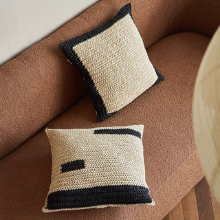 Straw material Monotone cushion cover 2 types  45 x 45 cm