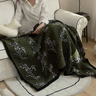 Zebra print knit blanket 130 x 170 cm lap blanket multi-cover